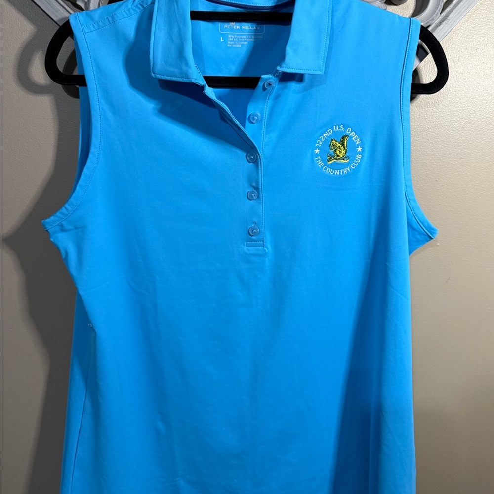 Peter Millar Sleeveless Blue Button Down Shirt